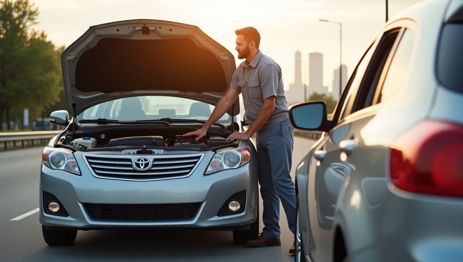 A certified mobile mechanic in Memphis, TN assisting a stranded driver on the roadside.